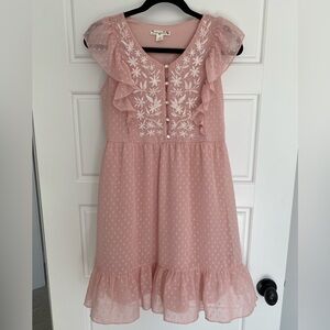Knitworks Pink Floral Ruffle Dress